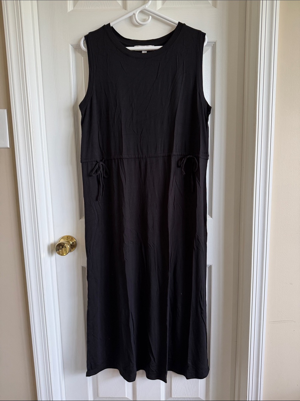 NWT LOFT Black Sleeveless Maxi Dress with Drawstring Waist